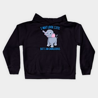 Cute elephant T-shirt, I May Look Cute But I'm Dangerous, Animal Lover Gift, elephant Lover Gift, elephant Gift Kids Hoodie